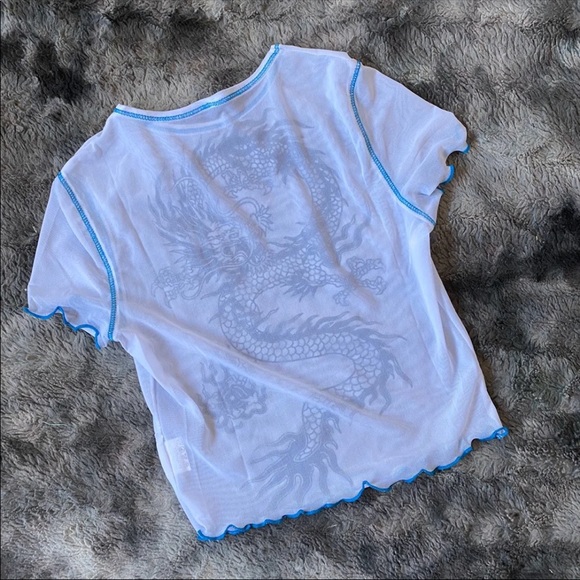 Mina Lucky Dragon Crop Mesh Tee - Picture 7 of 7